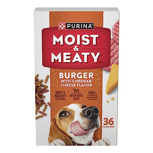 Purina Moist and Meaty Burger With Cheddar Cheese Flavor Dry Soft Dog Food Pouches - 36 ct. Pouch