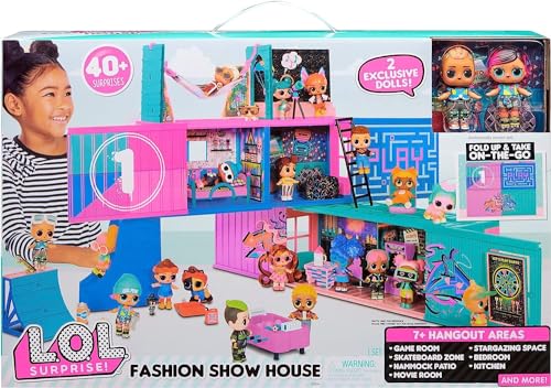 L.O.L. Surprise! Fashion Show House Playset with 40+ Surprises, Including Exclusive Girl & Boy Dolls, 3 Feet Wide, 7 Play Areas, Holiday Toys, Great Gift for Kids Ages 4 5 6+ Years Old & Collectors