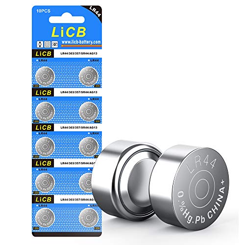 LiCB 10 Pack LR44 AG13 357 303 SR44 Battery 1.5V Button Coin Cell Batteries