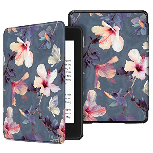 Fintie Slimshell Case for 6' Kindle Paperwhite (10th Generation, 2018 Release) - Premium Lightweight PU Leather Cover with Auto Sleep/Wake for Amazon Kindle Paperwhite E-Reader, Blooming Hibiscus