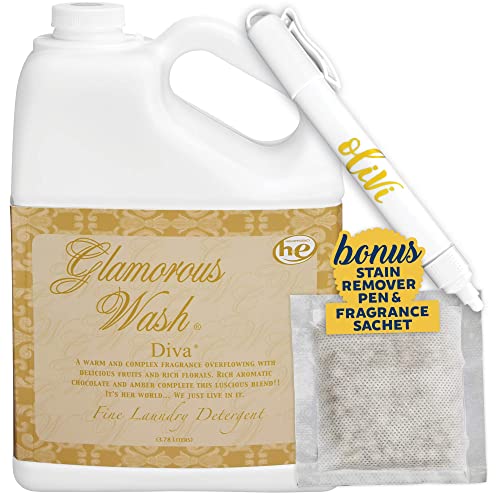 Tyler DIVA Glamorous Wash Laundry Detergent - 1 Gallon - With Olivi Stain Remover Pen - Fresh Scented Sachet - Laundry Detergent For Washing