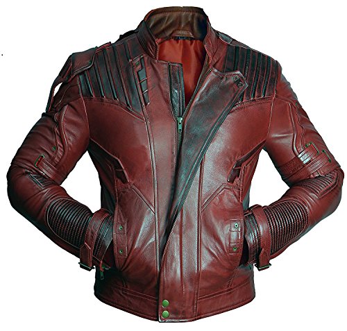 Mens Distressed Red Maroon Leather Jacket Size XL