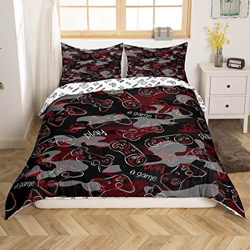 Gamer Camouflage Gaming Duvet Cover Set 240 x 260 cm for Children Girls Colourful Decor Video Game Controller Duvet Cover Gamepad Players Joystick Gamepad 3 Pieces
