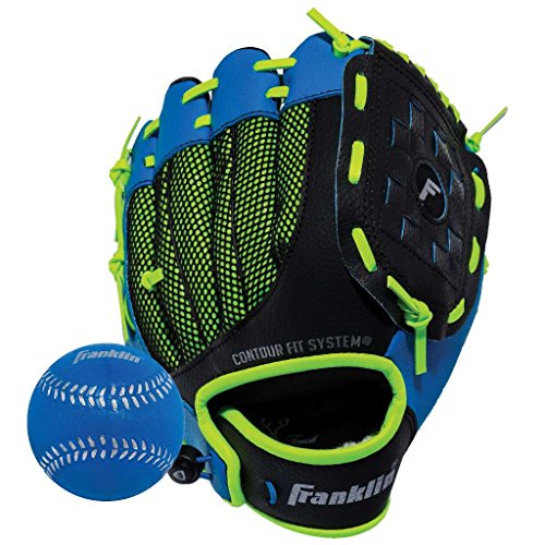 Franklin Sports Kids Baseball Glove - NeoGrip Boys + Girls Youth Tball Glove - Toddler + Youth Teeball, Baseball + Softball Mitt - Right Hand Throw - 9.5' ,Blue