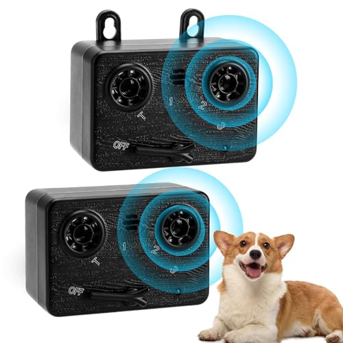 WLCelite 2 Pack Anti Barking Devices for Dogs, 50FT Ultrasonic Dog Barking Control Devices, 4 Modes Sonic Bark Deterrent Bark Box Dog Barking Deterrent Devices for Indoor & Outdoor Use