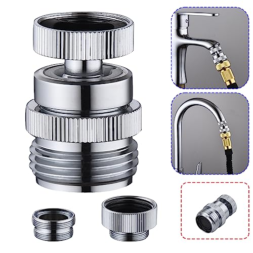 Brass Sink Faucet To Garden Hose Adapter，Ceaeso Faucet Adapter Kit With Aerator, Sink faucet Hose Adapter For Kitchen And Bathroom Sink,Swivel Sink Hose Adapter Chrome Finished