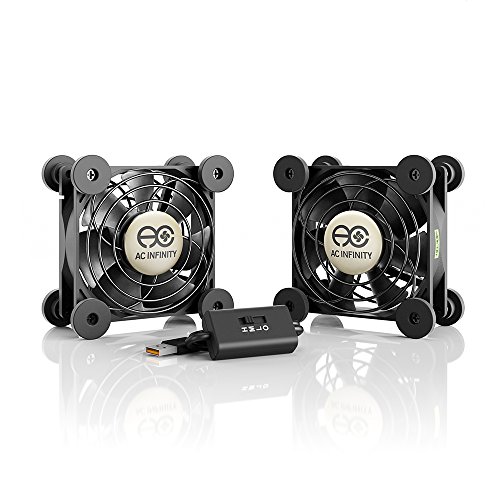 AC Infinity MULTIFAN S5, Quiet Dual 80mm USB Fan, UL-Certified for Receiver DVR PlayStation Xbox Computer Cabinet Cooling