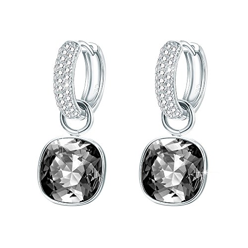 Xuping Luxury Flexible Drop Earrings Crystals Women Jewelry Party Gifts (Crystal Silver Night)