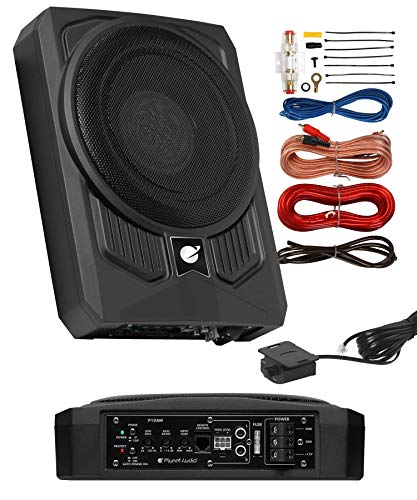 Planet Audio P10AWK Amplified Car Subwoofer - 1000 Watts, Low Profile, 10 Inch Subwoofer, 8 Gauge Amplifier Installation Kit Included. Great for Vehicles That Need Bass But Have Limited Space