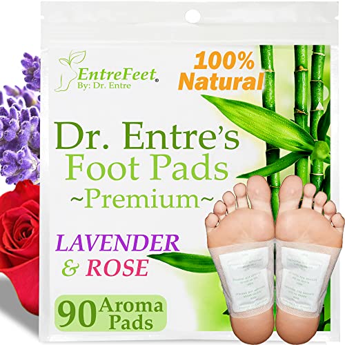 Dr. Entre's Foot Pads: Premium Foot Pads to Feel Better, Sleep Better & Relieve Stress | Effective Organic Lavender & Rose Foot Patches | 90 Pack