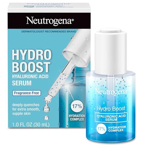 Neutrogena Hydro Boost Hyaluronic Acid Serum For Face with Vitamin B5, Lightweight Hydrating Face Serum for Dry Skin, Oil-Free, Non-Comedogenic, Fragrance Free, 1 oz