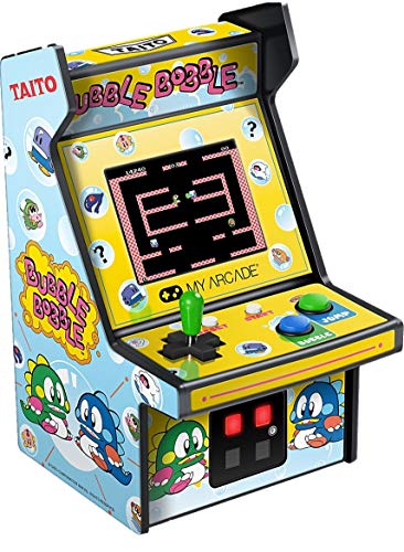 My Arcade Micro Player Mini Arcade Machine: Bubble Bobble Video Game, Fully Playable, 6.75 Inch Collectible, Color Display, Speaker, Volume Buttons, Headphone Jack, Battery or Micro USB Powered