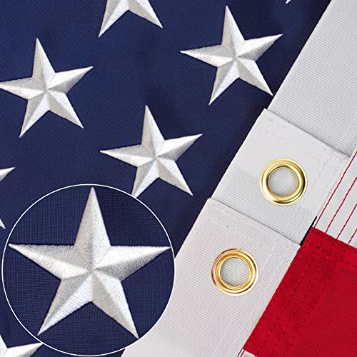 Thicken American Flag, US Flags 3x5 Outdoor Made in USA High Wind, 3x5 American Flag Outdoor Heavy Duty with Embroidered Stars, 420D Nylon US Flag with Sewn Stripes Brass Grommets Outside All Weather