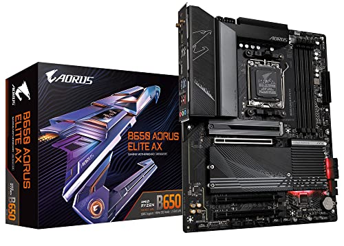 GIGABYTE B650 AORUS Elite AX AMD B650 ATX Motherboard with DDR5, PCIe 5.0, WiFi 6E, 5-Year Warranty