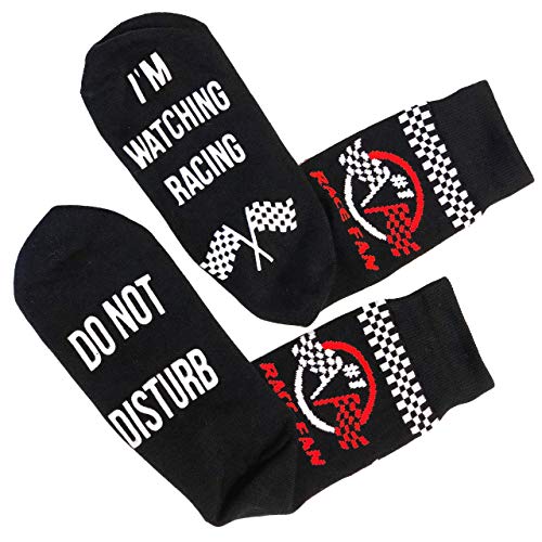 Funny Novelty Full Length Sports Fan Lounge Socks - Great Gift For Sports Fans (Racing)