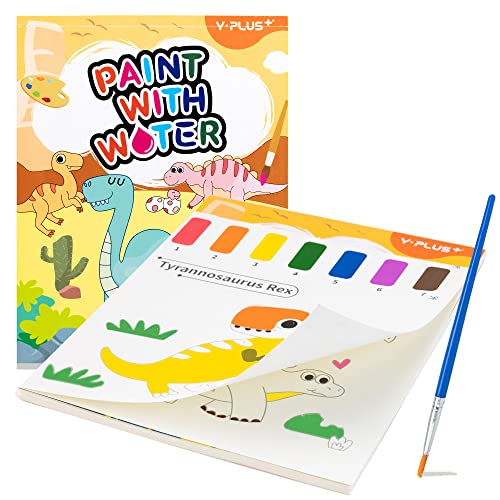 YPLUS Paint with Water Books for Toddlers, Watercolor Painting Paper for Kids Ages 1-3, 2-4, Art Craft Gift for Drawing with Brush, Dinosaur