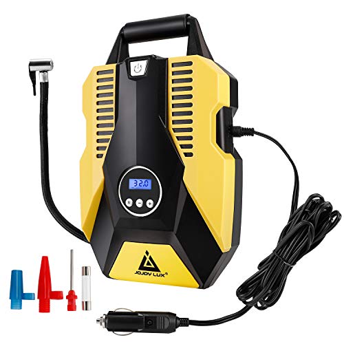 Digital Tire Inflator 12V DC Portable Auto Air Compressor Pump for Car Tires, 150 PSI Auto Shut Off with Emergency LED Flasher, Long Cable for Car, Bicycle, Motocycle, Air Boat and Other Inflatables