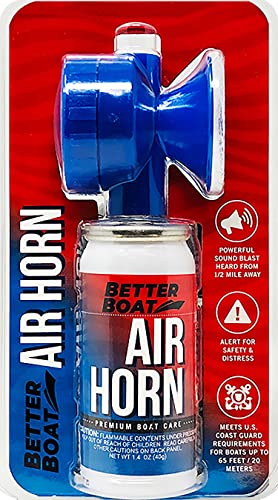 Air Horn Can for Boating & Safety Very Loud Canned Boat Accessories Hand Held Fog Mini Marine Air Horn for Boat Can and Blow Horn or Small Compressed Horn Refills 1.4oz