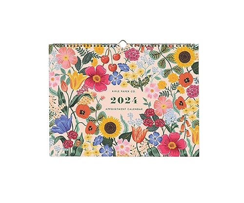 RIFLE PAPER CO. 2024 Blossom Appointment Calendar - 12 Month Dated Calendar, Space for Daily Engagement and Monthly Notes, 12' L x 16' W, Double Spiral with Center Notch for Easy Hanging