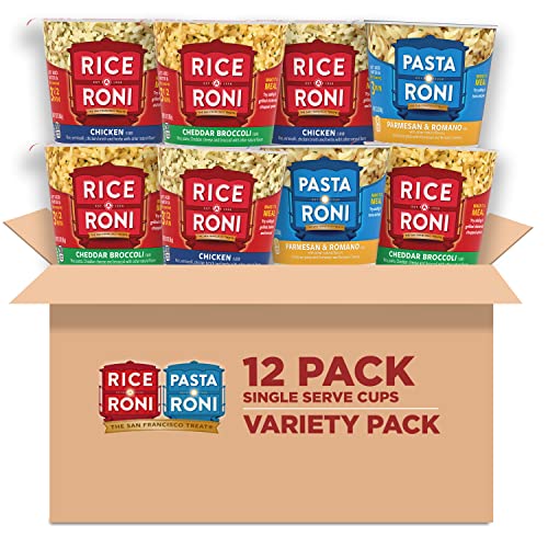 PASTA RONI Quaker Rice a Roni Cups Individual Cup, 3-Flavor Variety Pack, 2.25 Oz (Pack of 12)