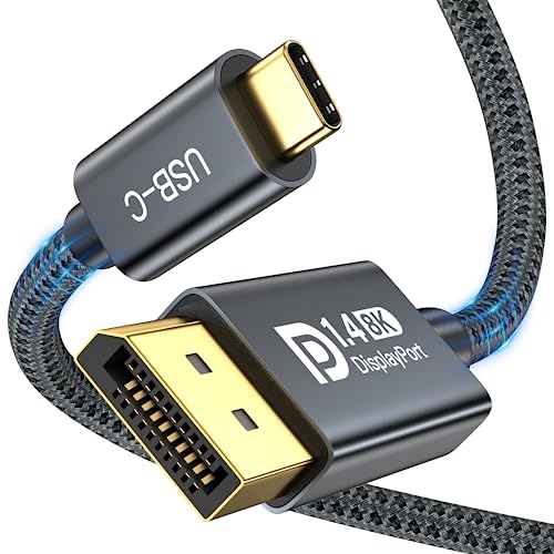ULT-WIIQ USB C to Displayport 1.4 Cable Support 8K@60Hz, 4K@144Hz, 2K@240Hz, G-SYNC, VRR, HDR, 32.4Gbps Type C to DP Cord Compatible Thunderbolt 4/3 & USB4 for iPhone 15, iPad, MacBook Pro 9.9FT