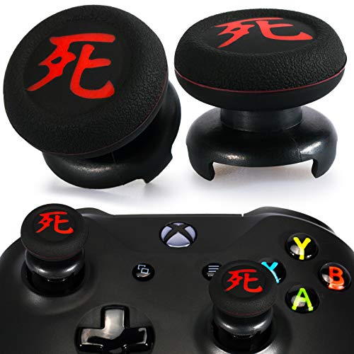 Playrealm FPS Thumbstick Extender & Printing Rubber Silicone Grip Cover 2 Sets for Xbox Series X/S & Xbox One Controller(Death of Kanji)