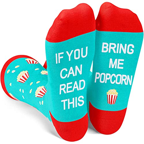 Zmart Unisex Popcorn Gift Gifts For Movie Lovers Movie Buff, Popcorn Socks If You Can Read This Socks