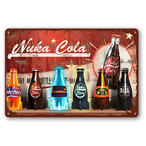 PSIAM Nuka Cola Poster Metal Sign Vintage Tin Sign Art Home Accessories Vintage Metal Plaque Iron Painting Rusty Wall Decor Poster for Bar Kitchen Garage Restaurant Coffee Art 12 X 8 Inch