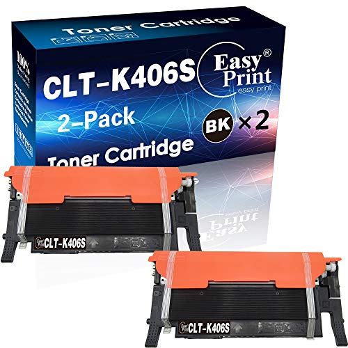 EASYPRINT (2X Black) Compatible 406S CLT-406S Toner Cartridge CLT-K406S Used for Samsung CLP-360/365/366W, CLX-3303/3305/3306, SL-C460FW/C463W Printer, (2-Pack)