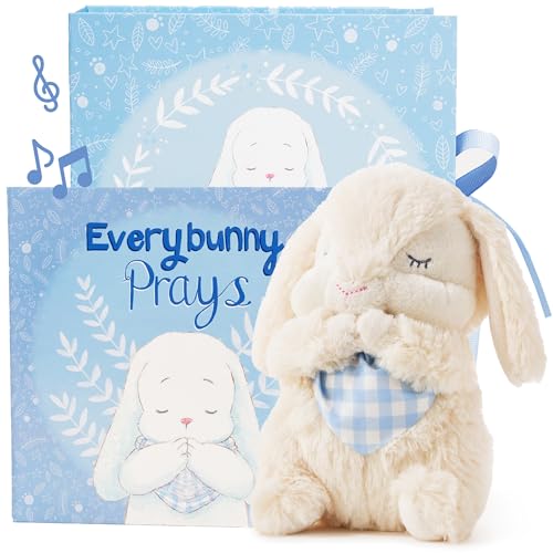 Tickle & Main Everybunny Prays The Praying Musical Bunny, 7 Inches, Ideal Baptism & Easter Gifts for Boys, Babies & Toddlers, Blue