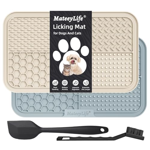MateeyLife 2PCS Large Lick Mat for Dogs and Cats with Suction Cups, Dog Lick Mat for Anxiety Relief, Dog Toys to Keep Them Busy, Dog Enrichment Toys for Bathing, Cat Peanut Butter Lick Pad for Boredom