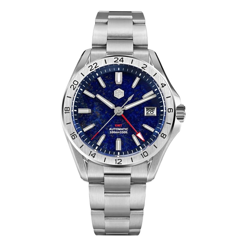 San Martin Men GMT Watch 39mm Automatic Mechanical Wristwatch 10ATM Luminous Sapphire Mirror Steel Bezel NH34 (GMT Watch 2)