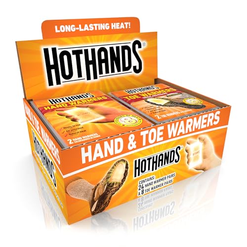 HotHands Hand & Toe Warmers - Long Lasting Natural Odorless Air Activated Warmers - 24 pair hand warmers & 8 pair toe warmers (Pack of 1)