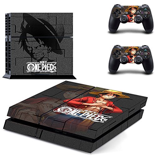 MightySticker PS4 Designer Skin Game Console + 2 Controller Decal Vinyl Protective Covers Stickers f Sony PlayStation 4 - One Piece Anime Monkey D. Luffy Straw Hat Pirate Warriors Skull Logo