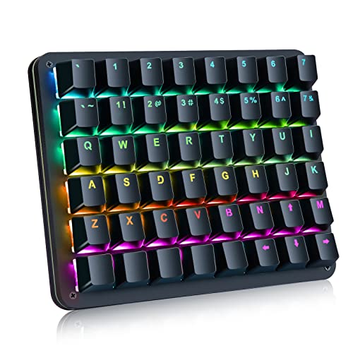 Koolertron One Handed Mechanical Gaming Keyboard, 48-Key Fully Programmable Mini Keypad, Mini USB Macro Keyboard with RGB LED Backlit, for Windows PC Gamer