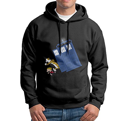 TOMM Men's Calvin and Hobbes Doctor with Who Sweatshirt Black Medium