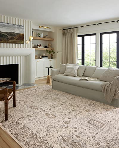 Loloi II Teagan Collection TEA-03 Ivory / Sand 7'-11' x 10'-6', .25' Thick, Area Rug, Soft, Durable, Neutral, Woven, Low Pile, Non-Shedding, Easy Clean, Living Room Rug