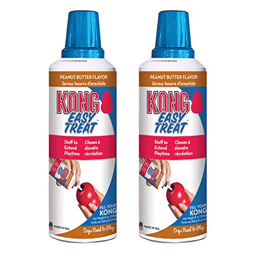 KONG Easy Treat - Spreadable Dog Treat Paste for Lick Mats - Pet Treat Spray for Dog Enrichment - Dog Treat Paste for Slow Feeder - Liquid Treat for Dogs - 8 oz, Peanut Butter (2 Pack)