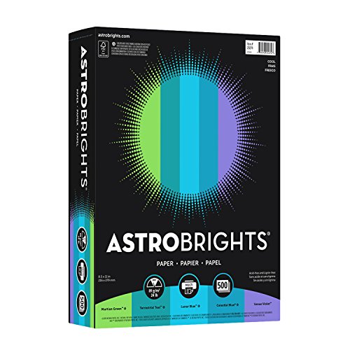 Astrobrights Color Paper - 'Cool' Assortment, 24 lb Bond Weight, 8.5 x 11, Assorted Cool Colors, 500/Ream