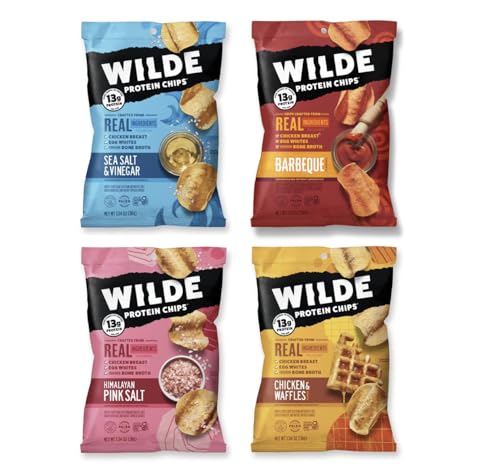 WILDE Protein Chips Variety Pack, Protein Snacks, Keto chips, Made with Real Ingredients, 1.34oz Bags (Pack of 12)