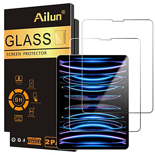 Ailun 2 Pack Screen Protector for iPad Pro 12.9 Inch Display [2022 & 2021 & 2020 & 2018 Release] Tempered Glass [Face ID & Apple Pencil Compatible] Ultra Sensitive Case Friendly [2 Pack]