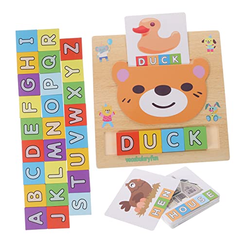 ERINGOGO 1 Set Alphabet Learning Toys Wooden Toddler Puzzle Clock