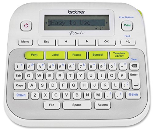 Brother P-touch, PTD210, Easy-to-Use Label Maker, One-Touch Keys, Multiple Font Styles, 27 User-Friendly Templates, White, Gray/White