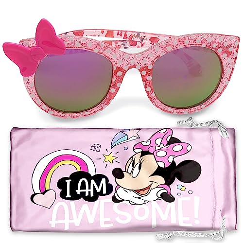 Sun-Staches Pink Frame & Bow Minnie Mouse Sunglasses for Toddler Girls - Stylish, Comfortable & Durable UV-Protective Disney Sunglasses With Soft Carrying Case - Official Disney Gifts for Kids