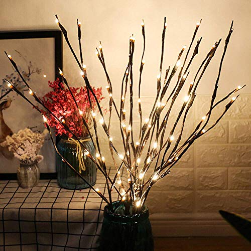 GM G-MORE 2 Pack LED Branch Lights, Battery Powered Decorative Lights String, Willow Twig Lighted Branch for Home Decoration Warm White 20 Inches