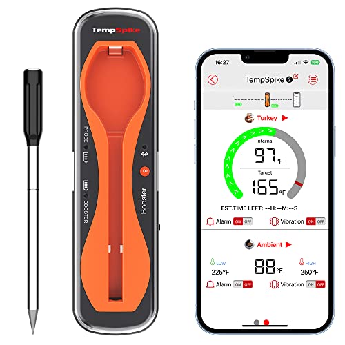 ThermoPro TempSpike 500FT Wireless Meat Thermometer, Bluetooth Meat Thermometer Wireless for Turkey Beef Lamb, Meat Thermometer Digital Wireless for Rotisserie Sous Vide BBQ Oven Smoker Thermometer