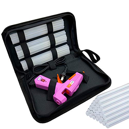 Liumai Hot Glue Gun Kit with 30pcs Glue Sticks, Mini Hot Melt Glue Gun with Carrying Case for Crafts, School DIY Arts, and Home Repair (30Watts, Pink)