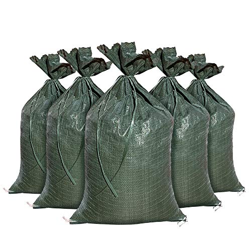 Sandbaggy - Heavy Duty Empty Sandbags For Flooding (14' X 26') - Poly Sand Bags For Flood Barrier, Weight, Construction, Earth Bag Homes - Reusable, UV Resistant - Tie Strings Attached (10 Bags)