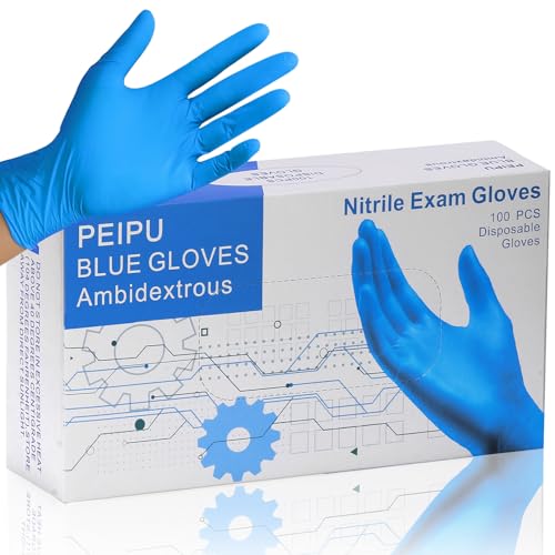PEIPU Nitrile Gloves Disposable Gloves (Medium, 100-Count), 4 Mil,Powder Free, Cleaning Service Gloves, Latex Free