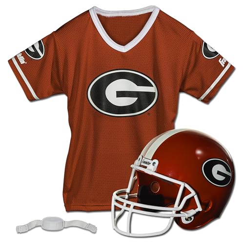 Franklin Sports Georgia Bulldogs Kids College Football Uniform Set - NCAA Youth Football Uniform Costume - Helmet, Jersey, Chinstrap Set - One Size